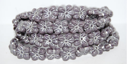 Flower Pressed Glass Beads, (26016 54201), Glass, Czech Republic