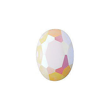 Oval Faceted Pointed Back (Doublets) Crystal Glass Stone, White 9 Opaque With Ab, Polished (030000-Abp), Czech Republic