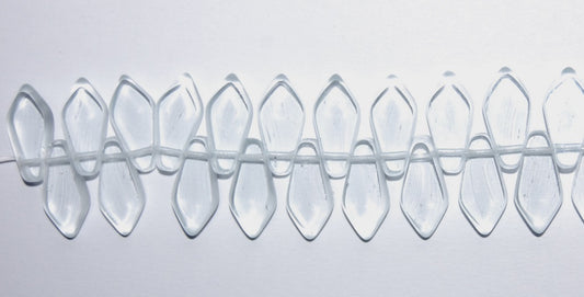 Table Cut Flower Beads, Transparent Blue Matte (30010 M), Glass, Czech Republic