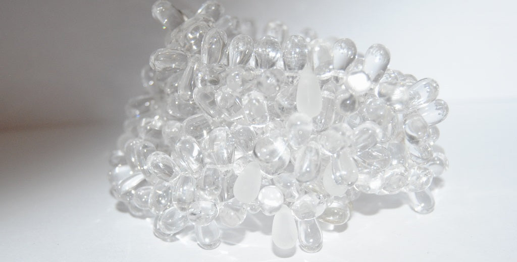 Pear Drop Pressed Glass Beads, Crystal Mixed Colors (Crystal Mix), Glass, Czech Republic