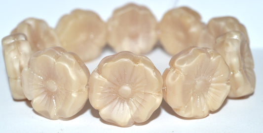 Hawaii Flower Pressed Glass Beads, 17006 Matte (17006 M), Glass, Czech Republic
