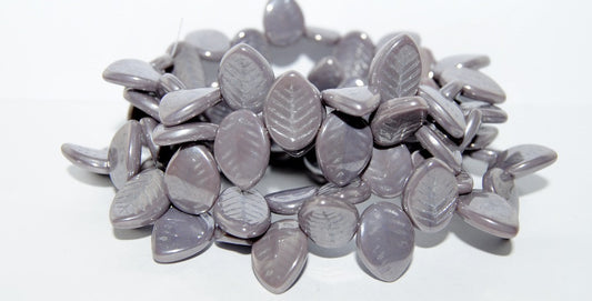 Leaf Pressed Glass Beads, Opaque Amethyst Hematite (23030 14400), Glass, Czech Republic