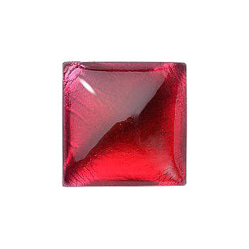 Square Cabochons Flat Back Crystal Glass Stone, Red 9 With Silver (901590-K), Czech Republic