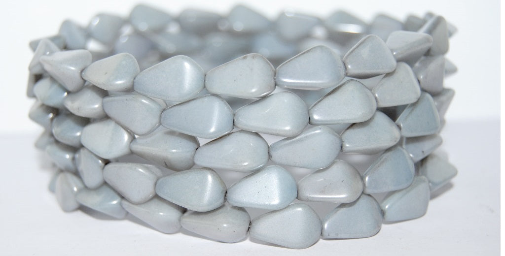 Shaped Pressed Glass Beads, White 14464P (2010 14464P), Glass, Czech Republic