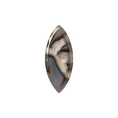 Navette Faceted Pointed Back (Doublets) Crystal Glass Stone, Grey 1 With Silver (44015), Czech Republic