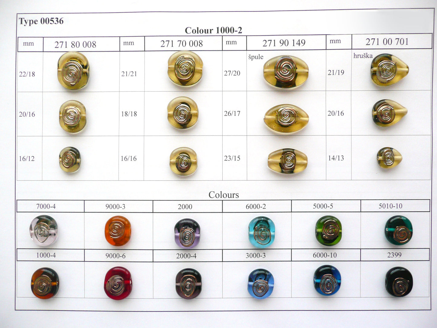 30 Stück Lampwork-Perlen 536 / Flachrund (271-70-008), handgefertigt, Preciosa-Glas, Tschechische Republik