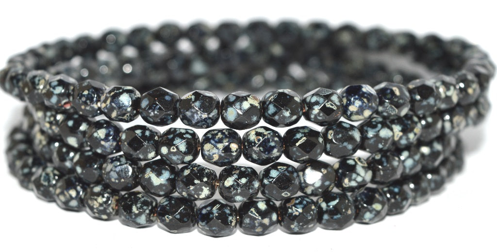 Fire Polished Round Faceted Beads, Black 43400 (23980 43400), Glass, Czech Republic