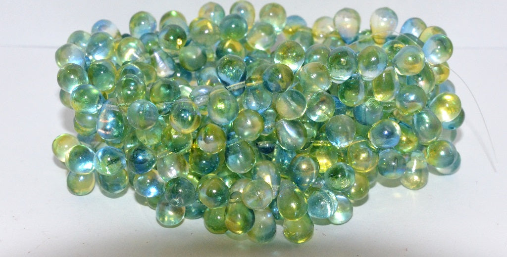 Pear Drop Pressed Glass Beads, Crystal 48111 (30 48111), Glass, Czech Republic