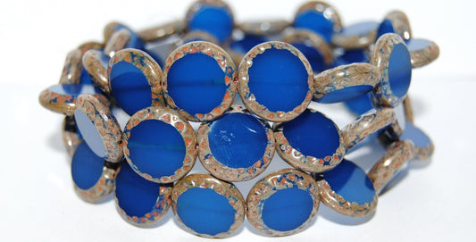 Table Cut Round Beads Sun, Blue 43400 (62010 43400), Glass, Czech Republic