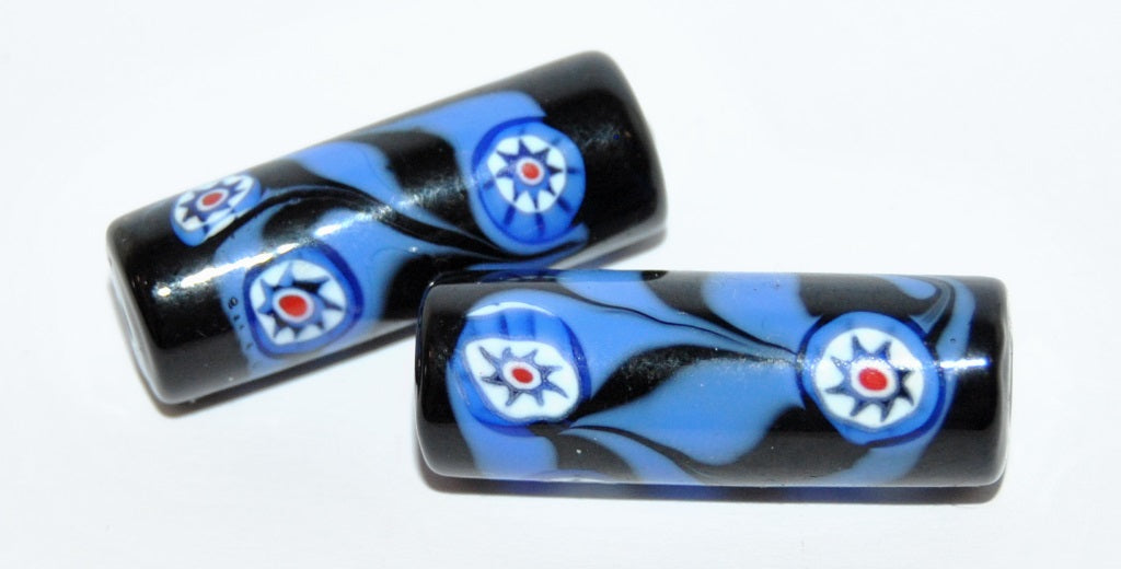 Czech Glass Hand Made Roller Tube Lampwork Beads, (3011 E), Glass, Czech Republic