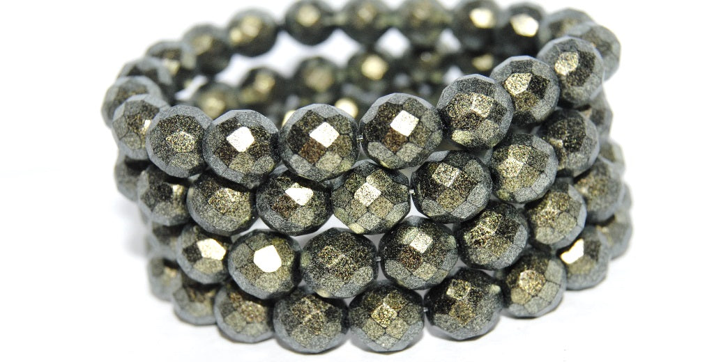 Fire Polished Round Faceted Beads, Black 94107 (23980 94107), Glass, Czech Republic