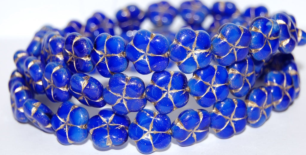 5-Petal Flower Pressed Glass Beads, (37005 54202), Glass, Czech Republic