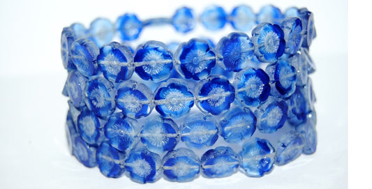 Table Cut Round Beads Hawaii Flowers, 3001008 Luster Cream (3001008 14401), Glass, Czech Republic