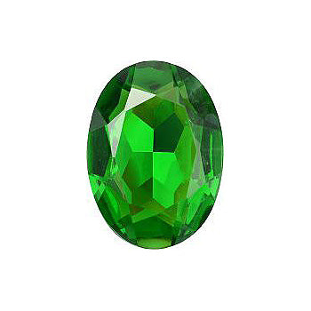 Oval Faceted Pointed Back (Doublets) Crystal Glass Stone, Green 3 Transparent With Ab (50260-Abb), Czech Republic