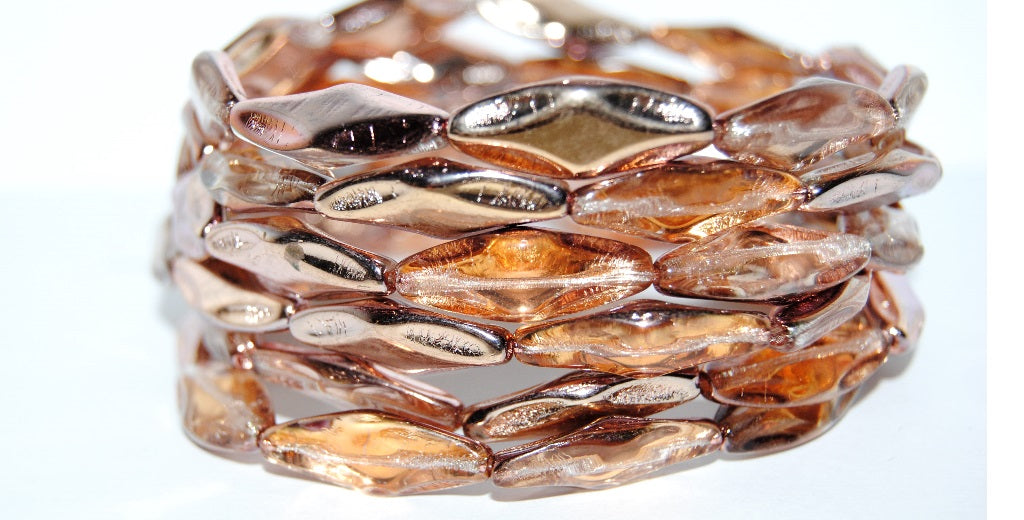 Faceted Oval With Star Pressed Glass Beads, Crystal 27101 (30 27101), Glass, Czech Republic