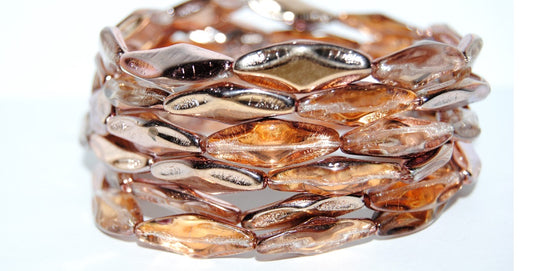 Faceted Oval With Star Pressed Glass Beads, Crystal 27101 (30 27101), Glass, Czech Republic