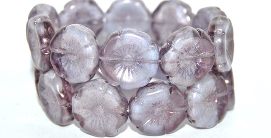 Hawaii Flower Pressed Glass Beads, 6208 Luster Lila (6208 14494), Glass, Czech Republic