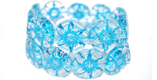 6-Petal Flower Pressed Glass Beads, Crystal 46460 (30 46460), Glass, Czech Republic