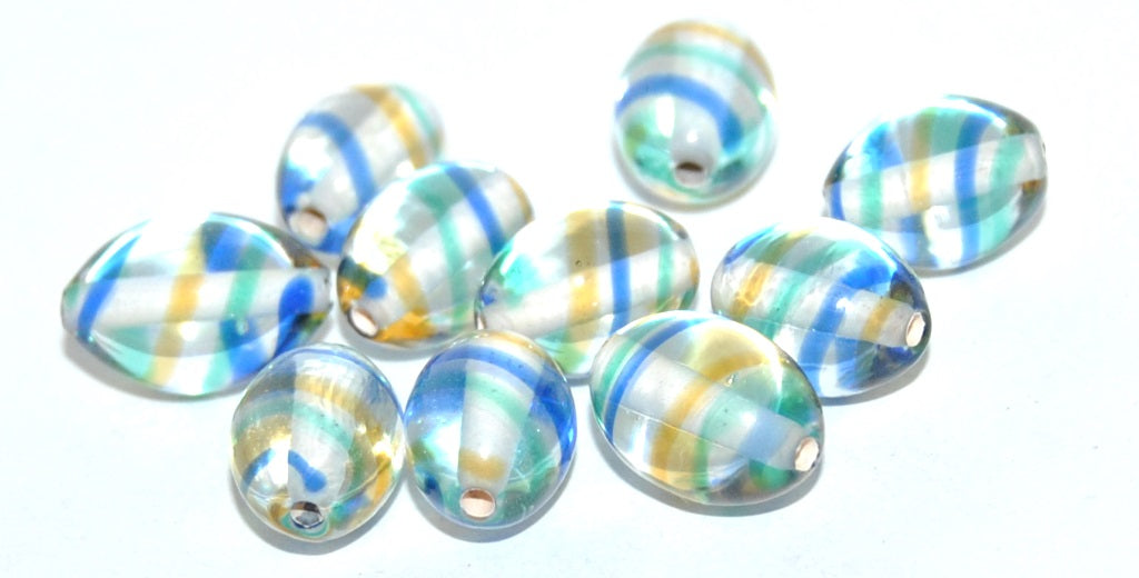 Oval Lampwork Glass Handmade Beads, (C), Glass, Czech Republic