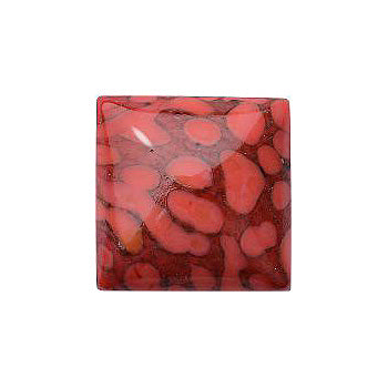 Square Cabochons Flat Back Crystal Glass Stone, Red 3 Matrix Colours (Coral-Matrix), Czech Republic