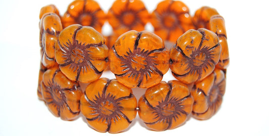 6-Petal Flower Pressed Glass Beads, (81260 46410), Glass, Czech Republic