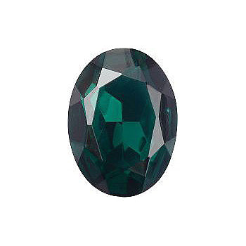 Oval Faceted Pointed Back (Doublets) Crystal Glass Stone, Green 2 Transparent With Chrome (50740-Chr), Czech Republic