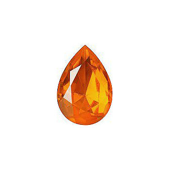 Pear Faceted Pointed Back (Doublets) Crystal Glass Stone, Orange 2 Transparent With Gold Foil (90000-Gf), Czech Republic