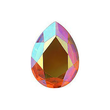 Pear Faceted Pointed Back (Doublets) Crystal Glass Stone, Orange 3 Transparent With Ab (10050-Abt), Czech Republic