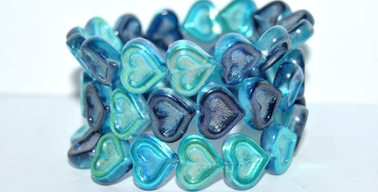 Heart With Heart Pressed Glass Beads, 48103 (48103), Glass, Czech Republic