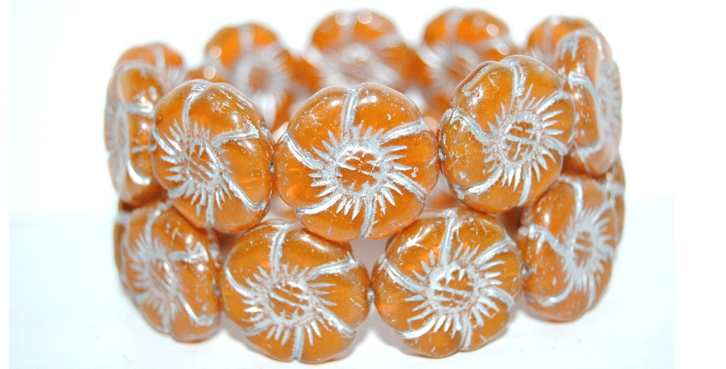 6-Petal Flower Pressed Glass Beads, (81260 54201), Glass, Czech Republic