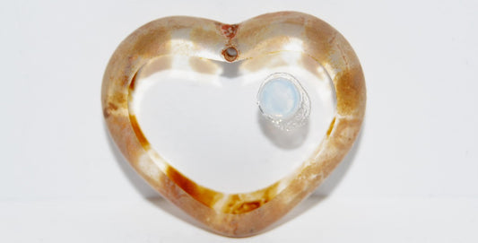 Table Cut Heart Beads Pendant, P Crystal 43400 (P 30 43400), Glass, Czech Republic