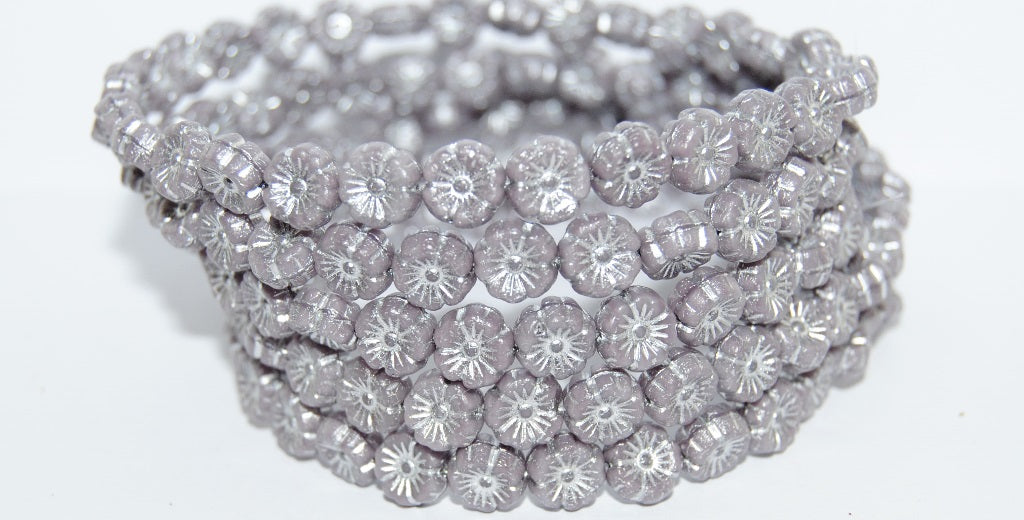 Hawaii Flower Pressed Glass Beads, (26016 54201), Glass, Czech Republic