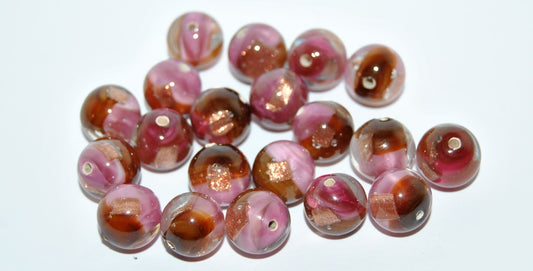 Czech Glass Hand Made Round Lampwork Beads With Aventurine, (10 C), Glass, Czech Republic