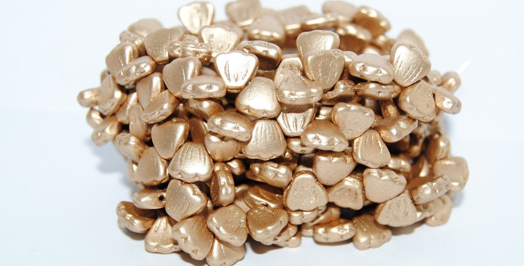 Scallop Seashell Pressed Glass Beads, Gold Colored (1710), Glass, Czech Republic