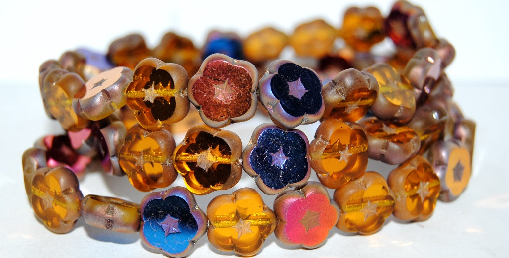 Table Cut Flower Beads, Transparent Orange 29500 (10040 29500), Glass, Czech Republic