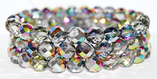 Fire Polished Round Faceted Beads, Crystal Vitr (30 Vitr), Glass, Czech Republic