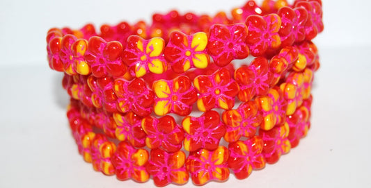 Flower Pressed Glass Beads, (93198312 46470), Glass, Czech Republic