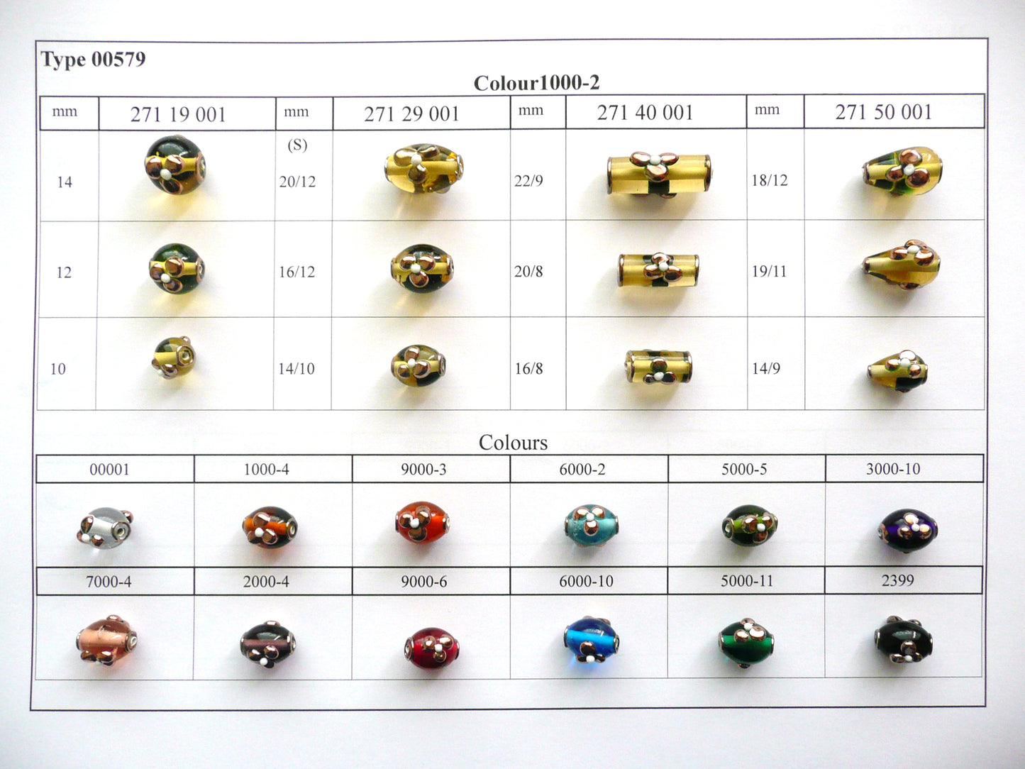 30 Stück Lampwork-Perlen 579 / Rund (271-19-001), handgefertigt, Preciosa-Glas, Tschechische Republik