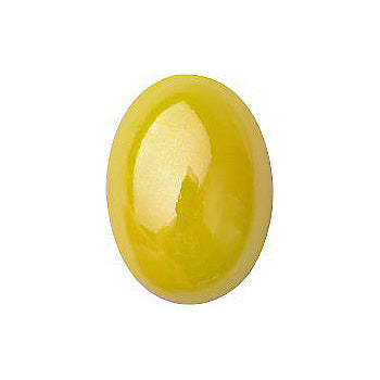 Oval Cabochons Flat Back Crystal Glass Stone, Yellow 10 Opaque With Blue Hematite (830120-Bh), Czech Republic