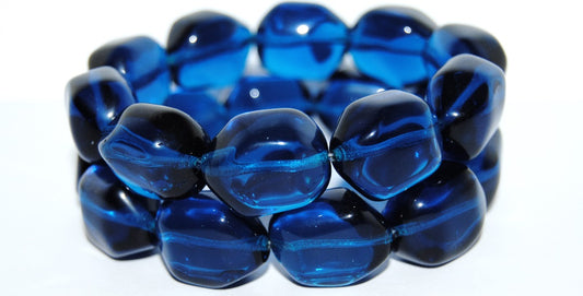 Czech Glass Pressed Beads Irregular Shape Like Stone, Transparent Aqua (60050), Glass, Czech Republic