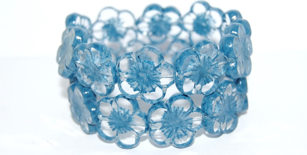 Table Cut Flower Beads Hibiscus, (21 43610 Lava Glass), Glass, Czech Republic