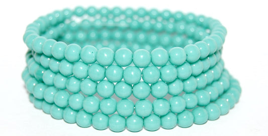 Round Pressed Glass Beads Druck, Turquoise (63130), Glass, Czech Republic
