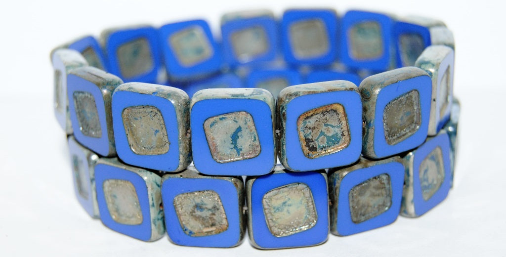 Table Cut Square Beads With Turned Square, Rich Blue 43400 (33060 43400), Glass, Czech Republic