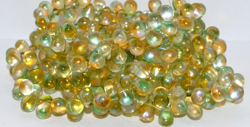 Pear Drop Pressed Glass Beads, Crystal 48124 (30 48124), Glass, Czech Republic