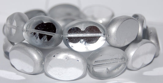Table Cut Oval Beads, Crystal Crystal Silver Half Coating (30 27001), Glass, Czech Republic