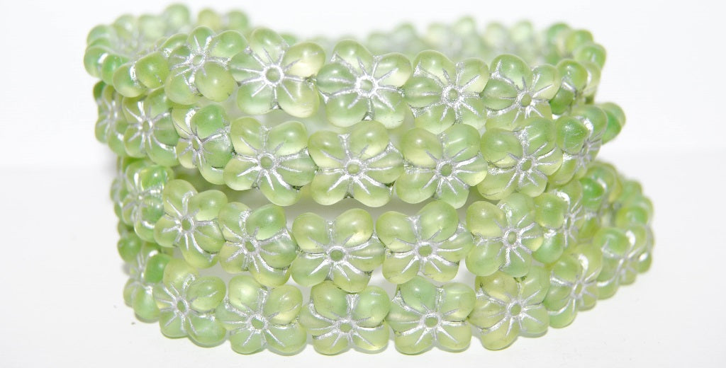 Flower Pressed Glass Beads, (87501 54201M), Glass, Czech Republic