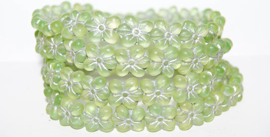 Flower Pressed Glass Beads, (87501 54201M), Glass, Czech Republic
