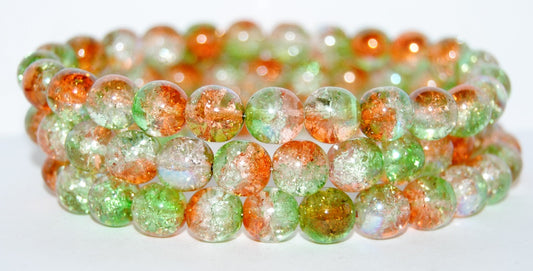 Round Pressed Glass Beads Druck, (48117 Crack), Glass, Czech Republic