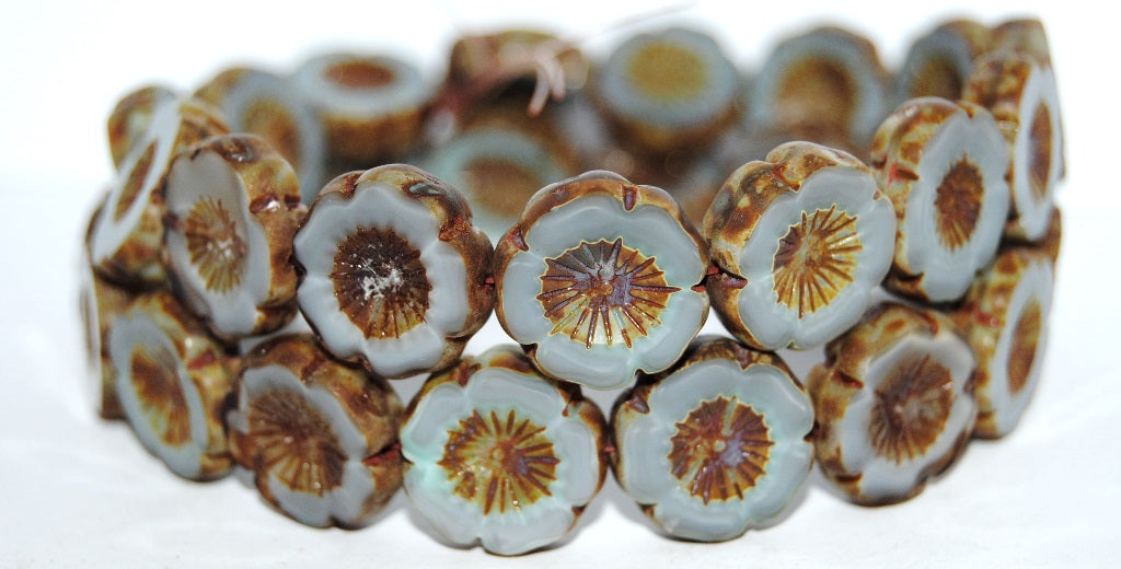 Table Cut Round Beads Hawaii Flowers, (Mix4751446006 86), Glass, Czech Republic