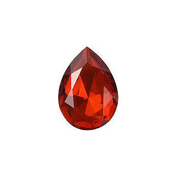 Pear Faceted Pointed Back (Doublets) Crystal Glass Stone, Red 3 Transparent With Chrome (90040-Chr), Czech Republic